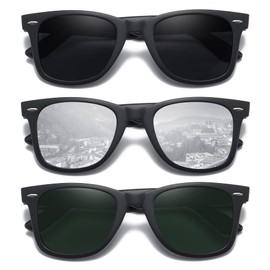 MEETSUN Retro Polarized Sunglasses for Women Men Classic Mirror Lens Driving Sun Glasses 100% UV Protection (3 Pack) Black/Silver/Olive