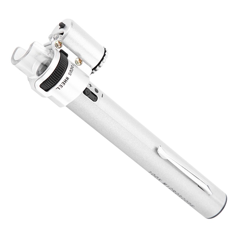 100X Mini LED Magnifier Microscope Jewelers Loupe Magnifying Glass Pouch