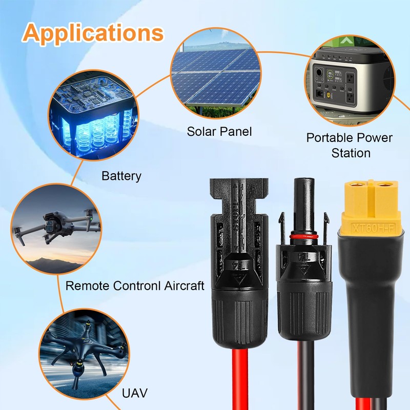 10AWG 10FT XT60 Solar Extension Cable 2 3 6 10