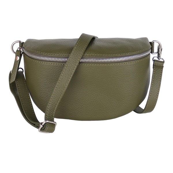 MIRROSI® Women's Bum Bag, Made in Italy, Genuine Leather Shoulder