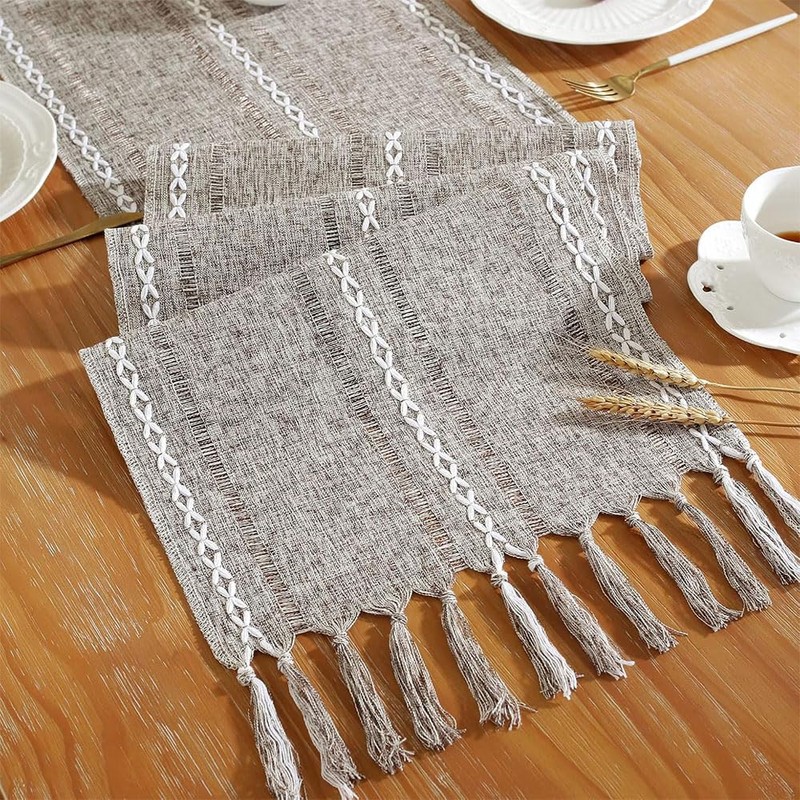 Aufondof Boho Table Runner Farmhouse Table Runner,13" x 90" Long