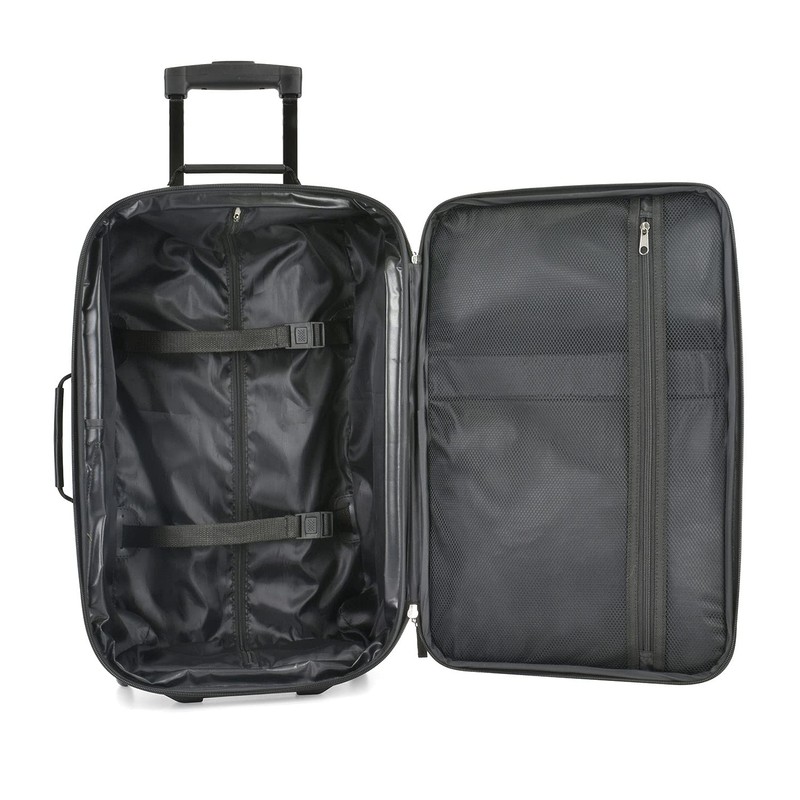 U.S. Traveler Rio Rugged Fabric Expandable Carry-on Luggage Set, Black,