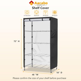 Aacabo Shelf Cover,Waterproof Dustproof Storage Shelving Unit Cover,Fits 48"Wx18"Dx72"H Shelf,Shelf Display Rack Protector Cover with Zipper,Black(Cover only)