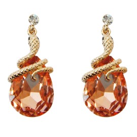 Navachi 18k Gold Plated Crystal Orange Zircon Snake Drop Dangle Az2622e Stud Earrings