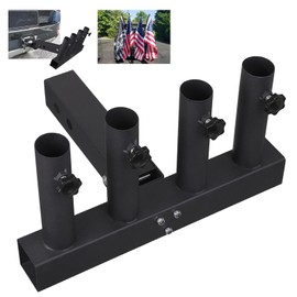 VANROUG Upgrade Hitch Mount 4 Truck Flag Pole Holder,Fishing Rod Storage Rack Adjustable Angle for Any Vehicle with Standard 2" Hitch Receiver,Black