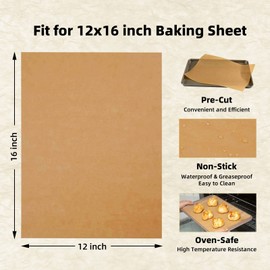 Katbite 200Pcs 12x16 In Unbleached Parchment Paper for Baking, Precut Parchment Paper Sheets, Heavy Duty Flat Baking Paper, Half Sheet Baking Sheets for Baking Cookies, Cooking, Air Fryer, Oven