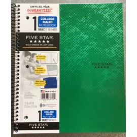 ACCO Brands Five Star Spiral Notebooks 1 Subject 100 sheets college ruled digi camo green
