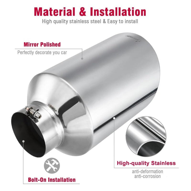 Upower 5" Inlet 10" Outlet Exhaust Tip 5 to 10
