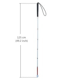 Blind Long Stick White Folding Long Stick with Rubber Handle Plastic Rolling Tip 7 Pieces (155 cm (61 Inch), Black Handle