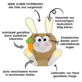 12 DIY Easter Bunny Bags with Handle – Colourful Gift Bags for Easter to Fill Yourself – for Wrapping Gifts for Children and Adults