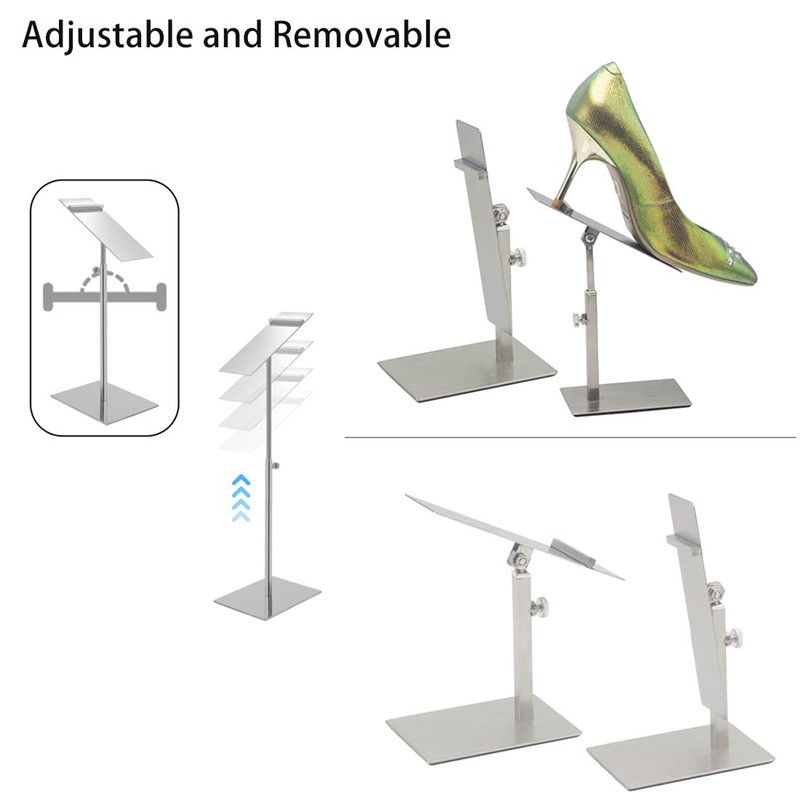 VIDAYA Silver Display Stand, Stainless Steel Shoe Risers Countertop Adjustable