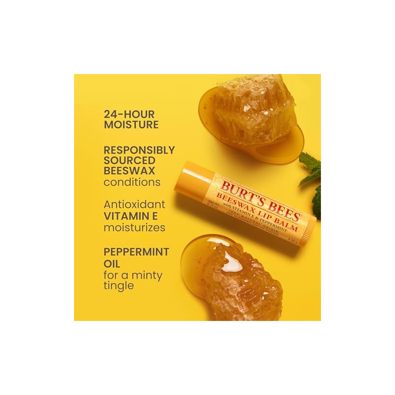 Burt's Bees Bálsamo labial, cera de abejas Bounty, clásico, paquete