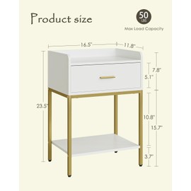 Apetaccat Nightstand,3-Tier Modern Night Stand,Bedside Table with Storage Drawer and Shelf,Small Side Table for Bedroom,Living Room,White