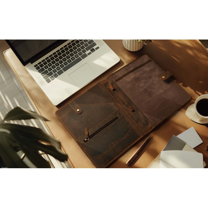 Leather Village Leather Portfolio Organizer - Professional Business Padfolio for