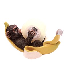 Monkey in a Banana Peel Tape Dispenser, Funny Animal Office Supplies, Unique Desk Accessory, 5.25 Inches