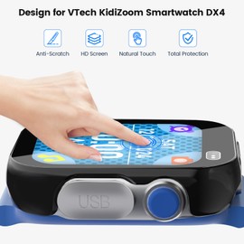 NewJourney Screen Protector for VTech KidiZoom Smartwatch DX4, 2-Pack, Full Cover Hard Case with Bumper (Black+Black)