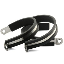HJ Garden 6pcs 2 inch(50mm) Rubber Cushioned Cable Clamp 304 Stainless Steel Hose Clamp/Metal Clamp/Tube Holder Fastener for Tube/Pipe or Wire Cord Installation