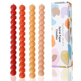 LPUSA Spiral Taper Candles Gradient Orange Twisted Candle Conical Stick Candles for Holiday Wedding Party Wax Unscented Dinner Candle Dripless,Christmas Gift H 10 Inch, 4pcs（Gradient Orange-C）