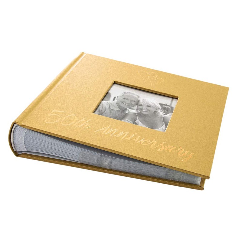 Happy Homewares Lovely Golden 50th Wedding Anniversary Photo Album with