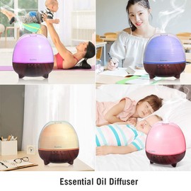 BlueHills Premium 1000 ML Large XL Essential Oil Diffuser with Remote Aroma Humidifier for Large Room Home Long Run Time Huge Coverage Area Lights High Mist Extra Large Capacity Dark Wood Grain N6