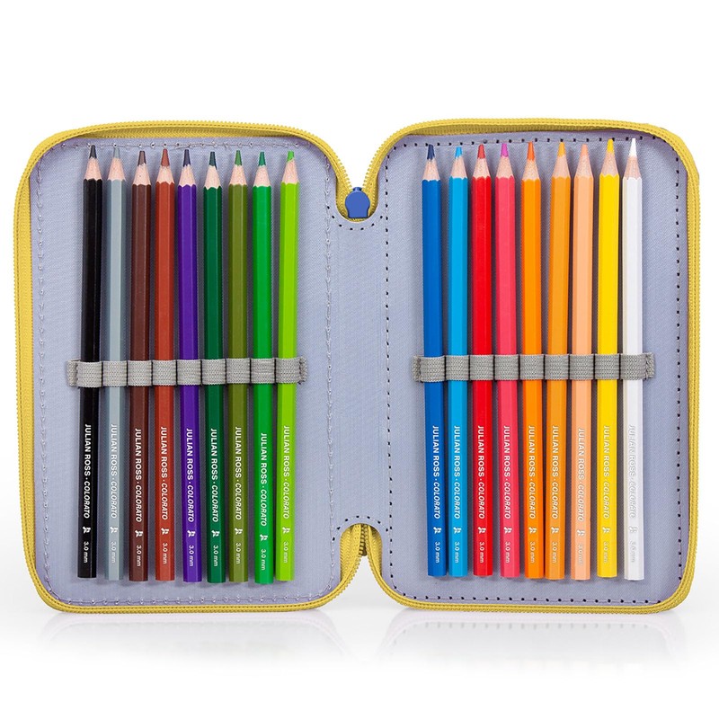 Clondo Triple Filled Pencil Case 44 School Supplies 3 Zip