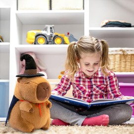 Ditucu Cute Capybara Plush with Magic Top Hat Costume Capibara Stuffed Animal Soft Plushies Toys Hugging Gifts for Kids Brown 13.7 inch