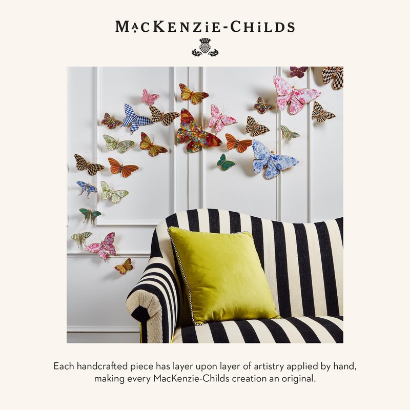 MACKENZIE-CHILDS Butterfly Duo, Hanging Butterfly Wall Decor, Black-and-White Courtly Check,