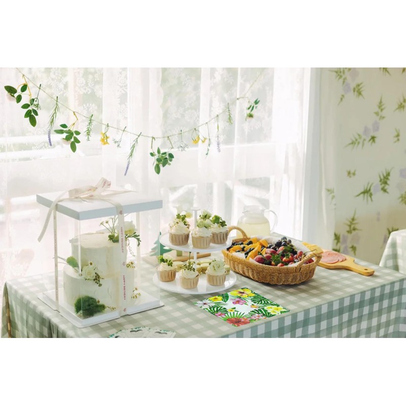 40Pcs Tropical Hibiscus Floral Greenery Paper Napkins, 6.5in