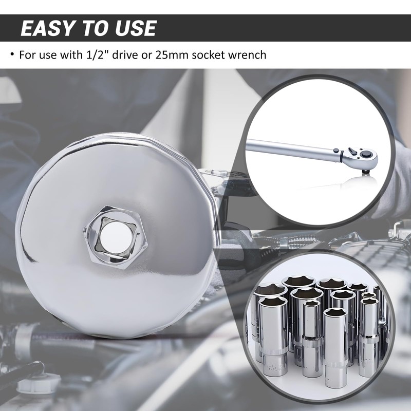 73-74mm 15 Flutes Oil Filter Cap Wrench Removal Tool Socket