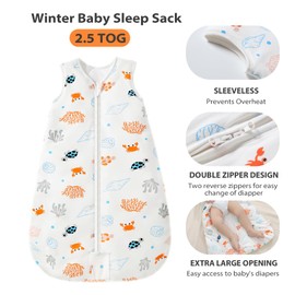Mosebears Sleep Sack Baby Winter Wearable Blanket with 2-Way Zipper,2.5 TOG Cotton Sleep Sack Unisex (Ocean Animal, 12-18 Months)