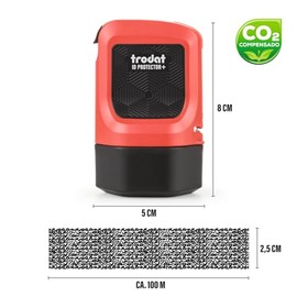 Trodat ID Protector+ rodillo de tinta – Sello de rodillo de protección contra robo de identidad con caja integrada y abrecartas (3 en 1)