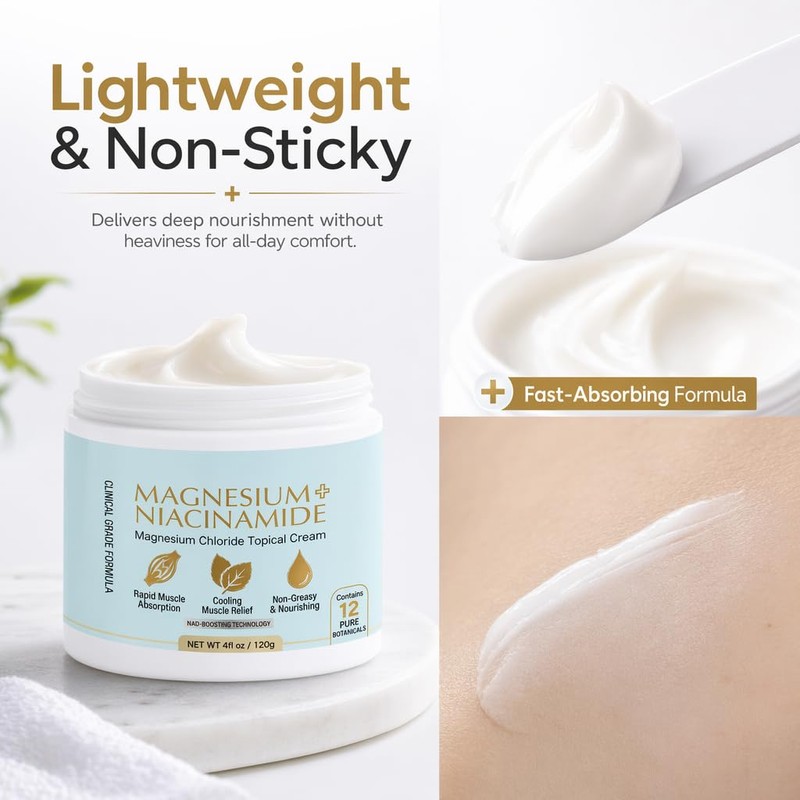 YASERDE Magnesium Niacinamide Relief Cream,Magnesium Chloride Cream with Arnica,for Joints,back,foot,