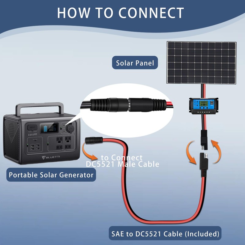 COMeap (2 Pack) SAE to DC Adapter for Jackery Solar