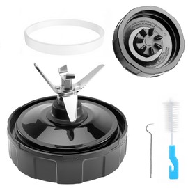 1-Pack 7 Fins Extractor Blade Assembly for Ninja, 3.94inches/10cm Blender Blade Replacement Parts Compatible with Ninja Blenders Auto iQ BL480 BL482 BL642 BL682 NN102, with Hook, Brush, Rubber Gasket