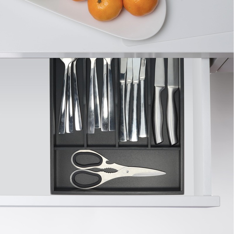 Relaxdays Cutlery Tray, 5 Compartments, Drawer Organiser System, HBD: 4.5