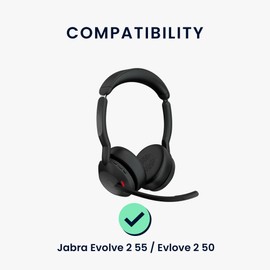 kwmobile Ear Pads Compatible with Jabra Evolve 2 55 / Evlove 2 50 Earpads - 2X Replacement for Headphones - Black