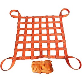 Flat Nylon Sling Hoisting Net, Loading and Unloading Heavy Objects 10cm Square Mesh Tear Resistance for Construction Rigging Moving Towing Hoisting Work Gear, Safety Lifting Net Straps