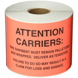 Aviditi Tape Logic 4" x 6","Must Remain Palletized" Fluorescent Red Warning Sticker, for Shipping, Handling and Packing (1 Roll of 500 Labels)
