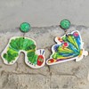 Funny Sparkling Teacher earrings Cute Wooden earrings Hungry Caterpillar Dangle