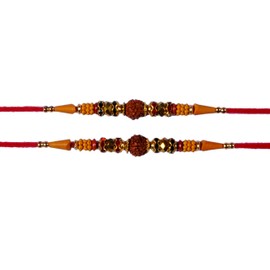 PRC Online Retail Rakhi for Brother Rakhi Set of 3 Rudraksha Rakhi/Rakhee Thread Bracelet for Bhai Bhaiya- Rakhi | Raksha Bandhan |