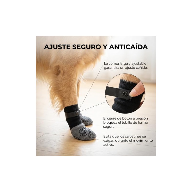 Zapatos para Perro 2 Pares, Calcetines Antideslizantes con Correas Ajustables,