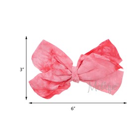 6 Inch Bow For Girls Tie Dye - Coral
