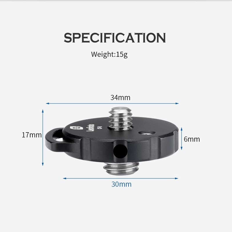 LEOFOTO Thread Adaptor CF-6 3/8 Inch Male to 1/4 Inch