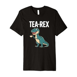 Tea-Rex Dinosaur Pun Funny T-Rex Drinking Tea Tyrannosaurus Premium T-Shirt