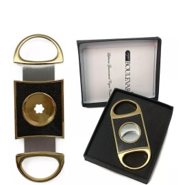 Cigar Boulevard PERFECT CIGAR CUTTER STAR Gold-Black Carbon Fiber. Lifetime Guar