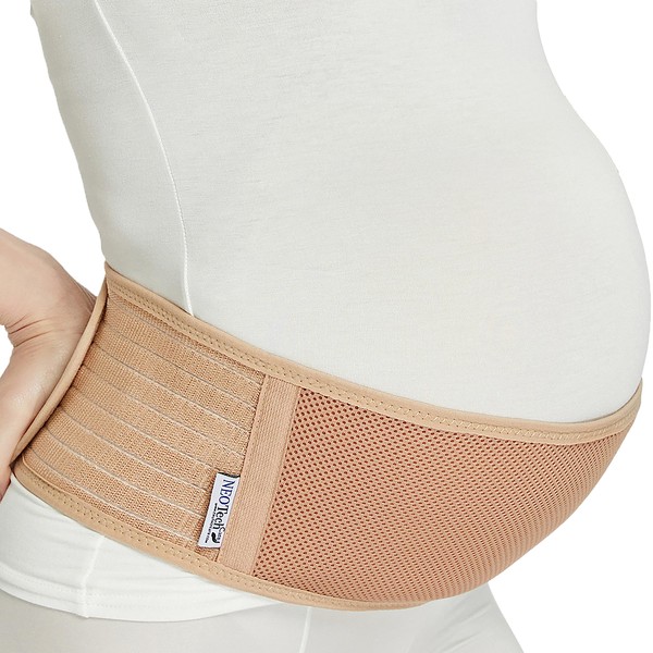 NeoTech Care Adjustable Maternity Belt - Light and Breathable Pregnancy Belly Support Band for Pregnant Women (Beige, Regular Size)