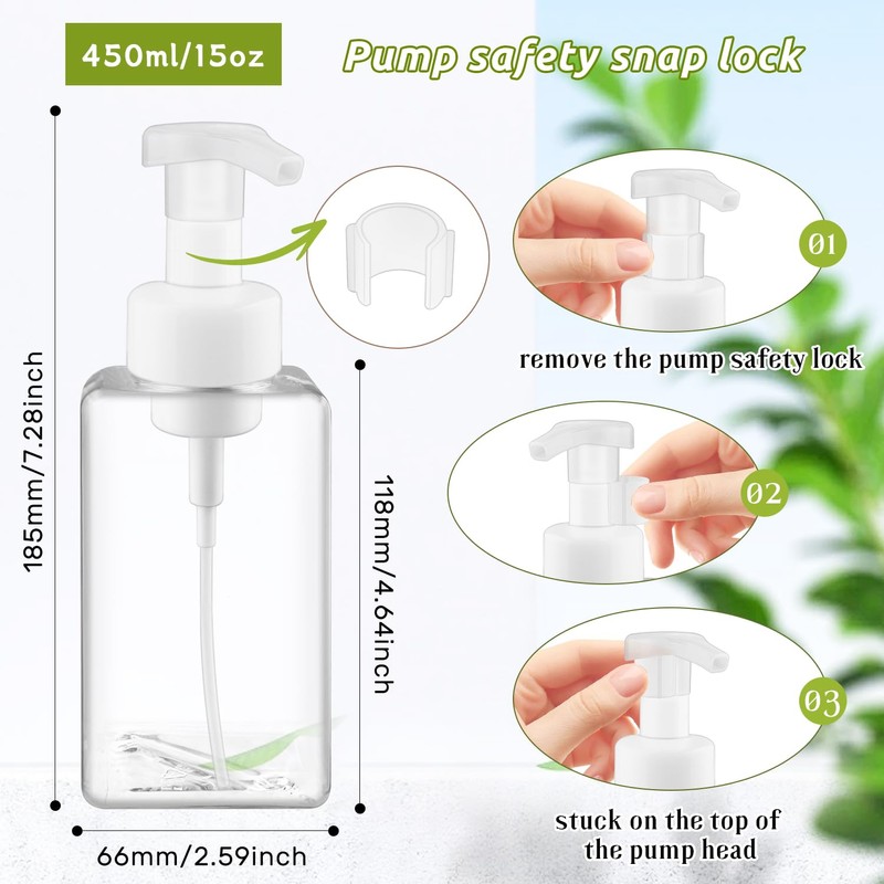 3 Pack Foaming Soap Dispenser Empty Plastic Foam Pump Bottle