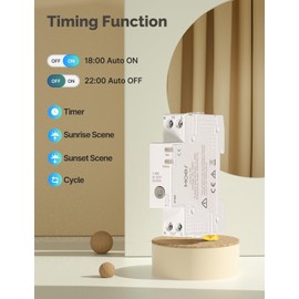 MOES WiFi Smart Relay Circuit Breaker DIN Rail - V0 Fireproof, Energy Monitoring, Remote/Timer/Voice Control via Tuya Smart App, Compatible with Alexa & Google Home (1-63A Adjustable) - 2 Pack