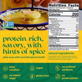 Mezete Traditional Middle Eastern Soup | Adas Lentil Soup | Plant-Based | All-Natural | Gluten-Free | Prepared Soup | Enriched with Aromatic Spices | 390g (Pack of 2)