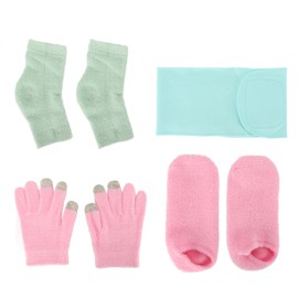 Spa Gloves and Socks Set Gel Moisturizing Essential Oil Hydration Repair Gloves Heel Socks Set with Blue Neck Mask